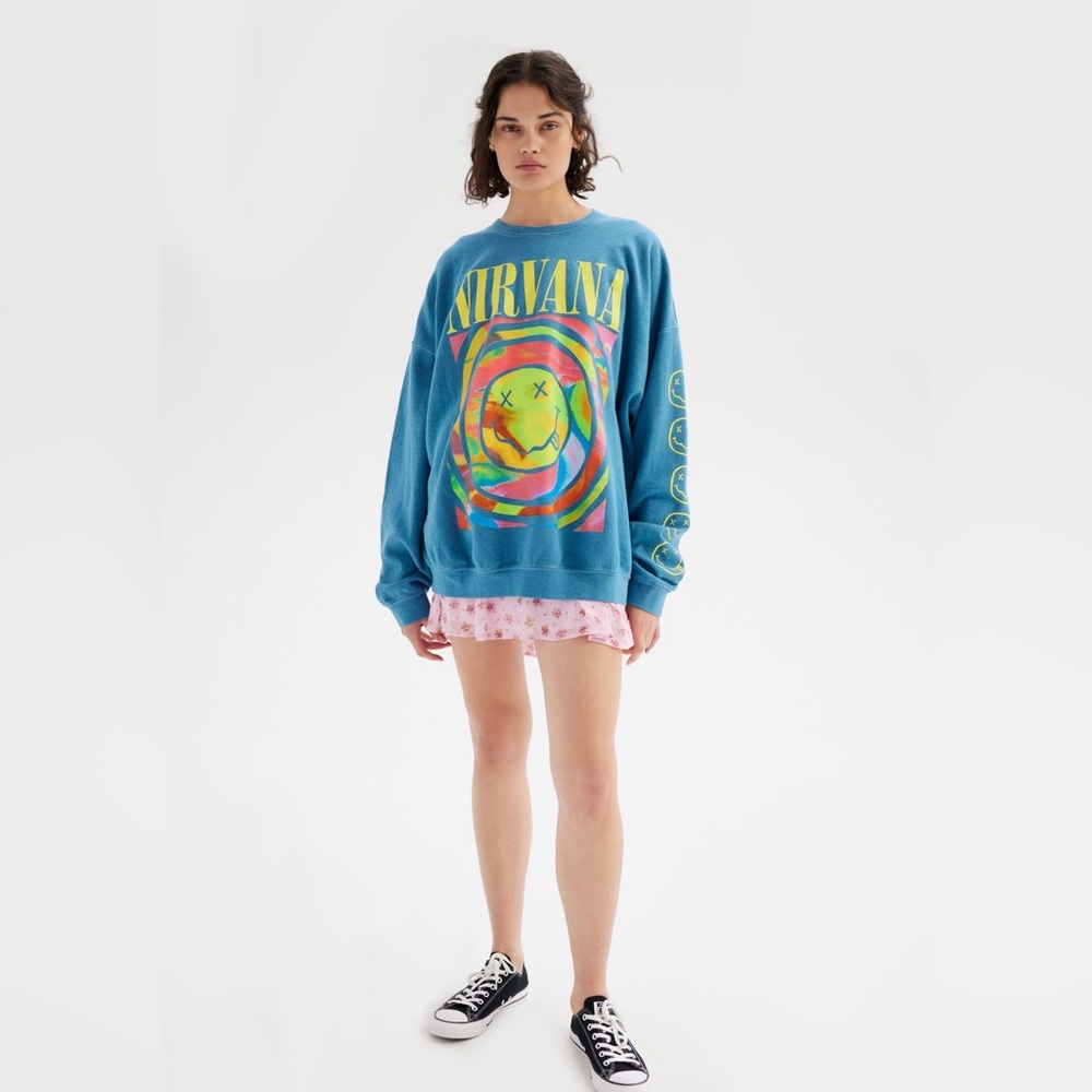 Turquoise Nirvana Sweatshirt from Urban Outfitters size L/XL